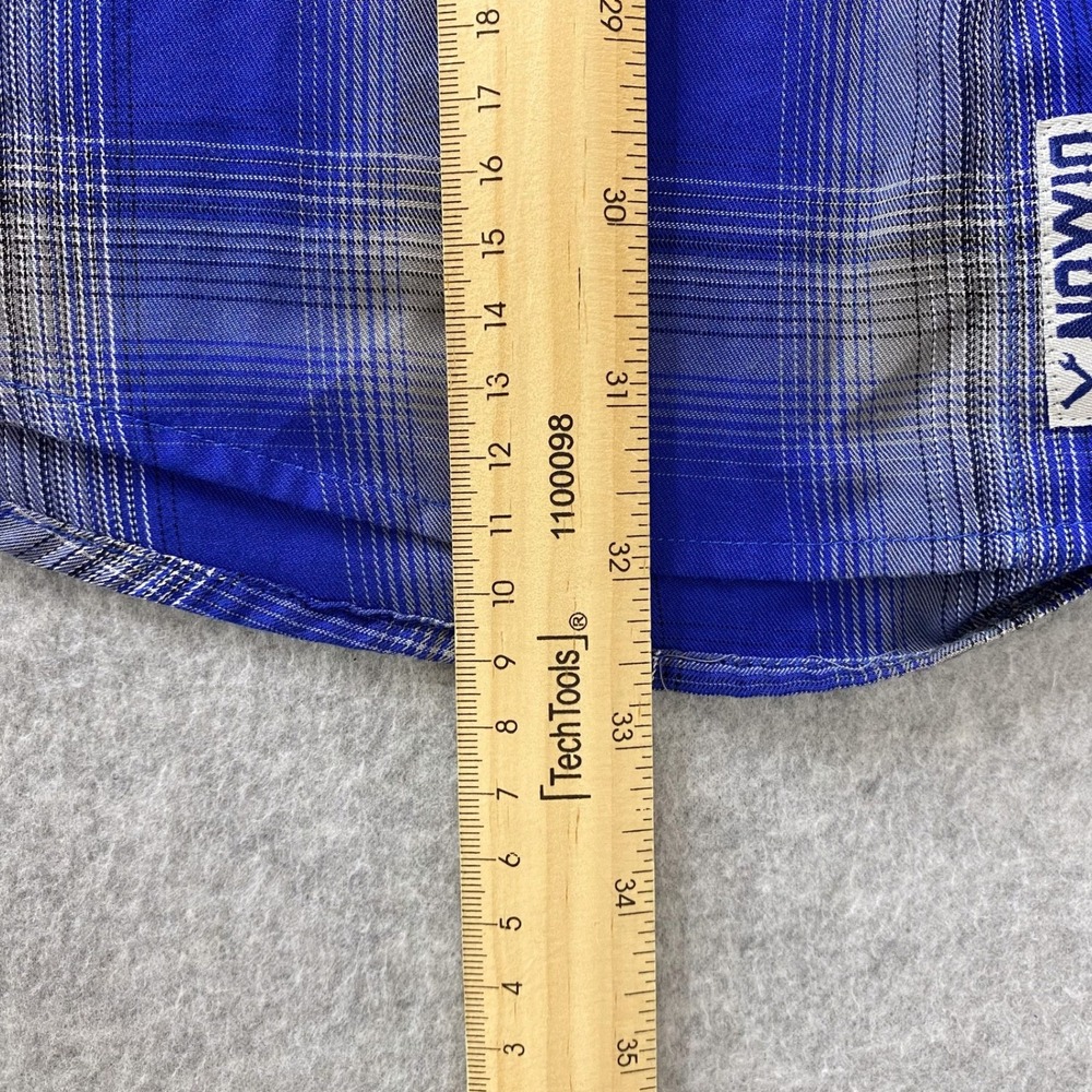 DIXXON Shirt Mens L Blue Plaid Ocean Blvd Bamboo Short Sleeve - Picture 7 of 8